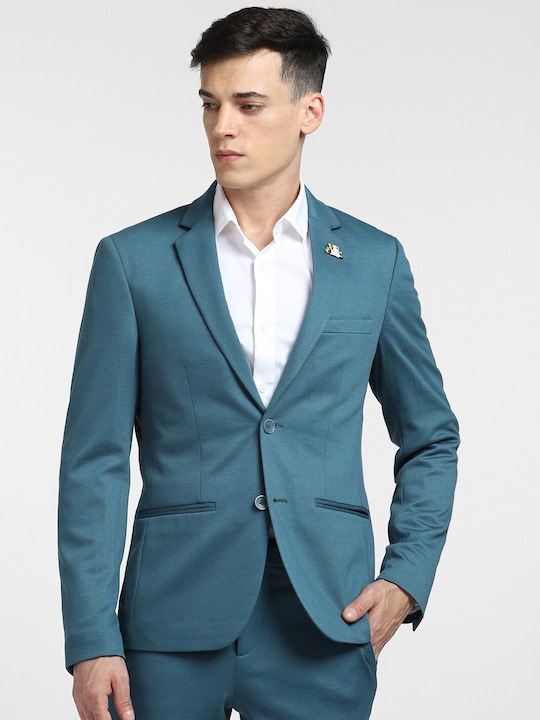 Men Solid Slim-Fit Single Breasted Blazers