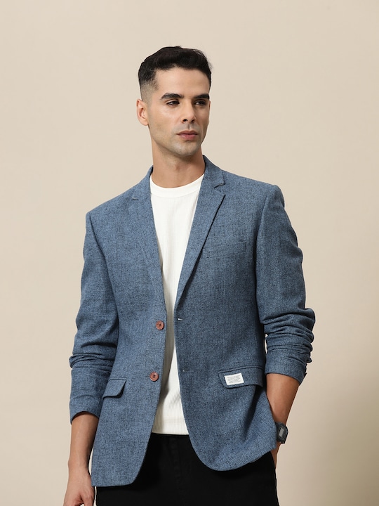 Men Tweed Tailored Fit Blazers