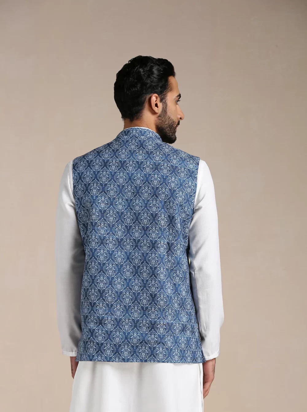 Brilliant Blue Ethnic Print Half Jacket - Image 2
