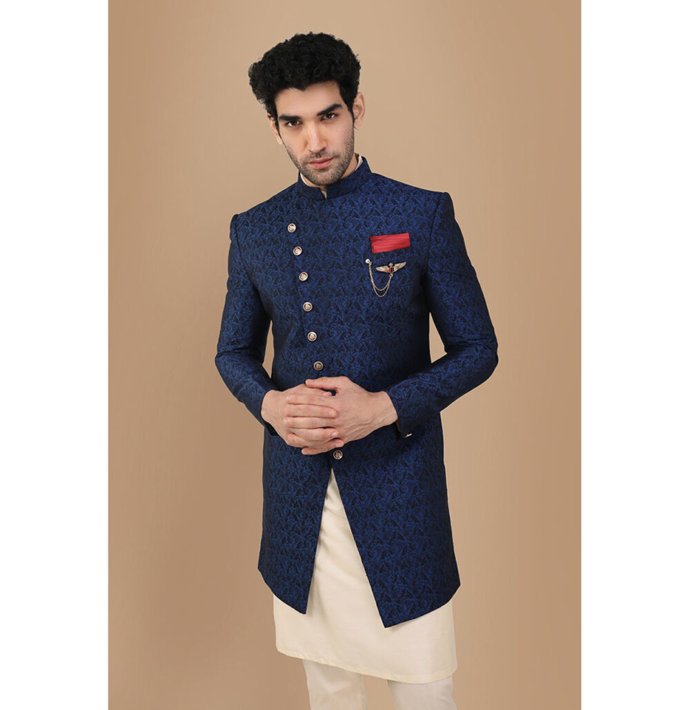 Alluring Blue Party Wear Indo Western Set