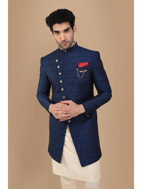 Alluring Blue Party Wear Indo Western Set