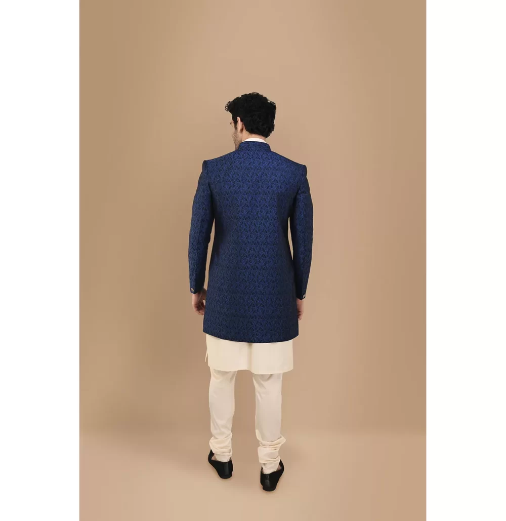 Alluring Blue Party Wear Indo Western Set - Image 3