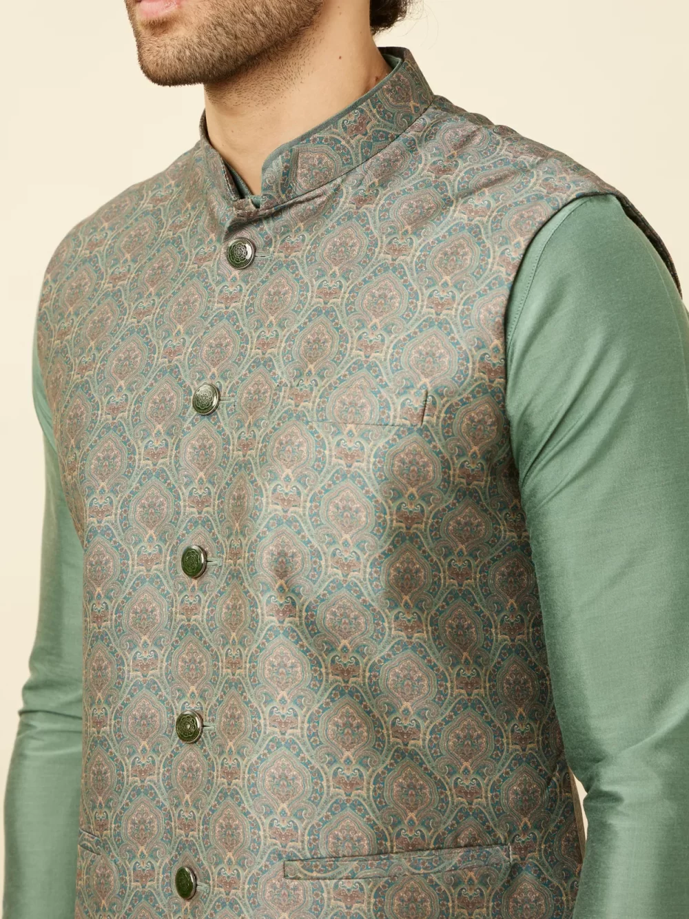 Shadow Green Medallion Patterned Jacket - Image 4