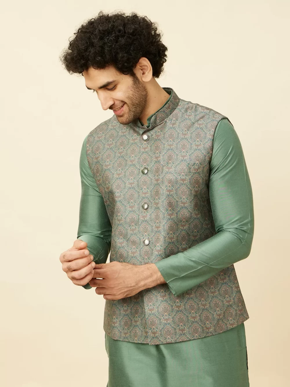 Shadow Green Medallion Patterned Jacket - Image 2