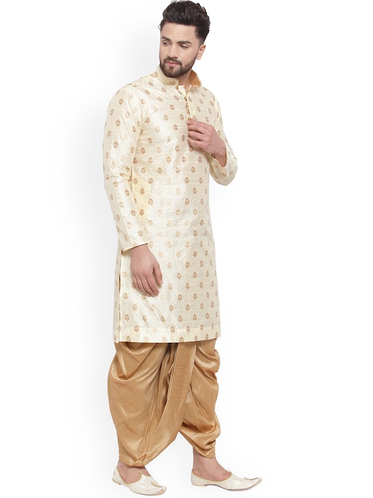 Ethnic Motifs Woven Design Mandarin Collar Kurta with Dhoti Pants
