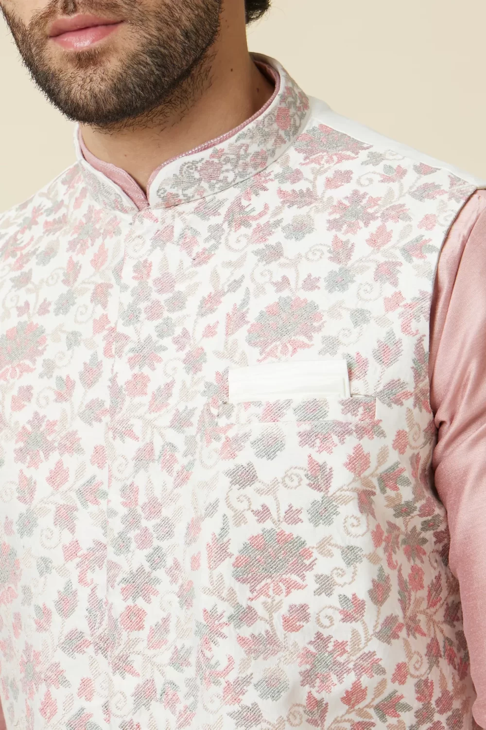 Light Cream and Pink Floral Jacket - Image 2