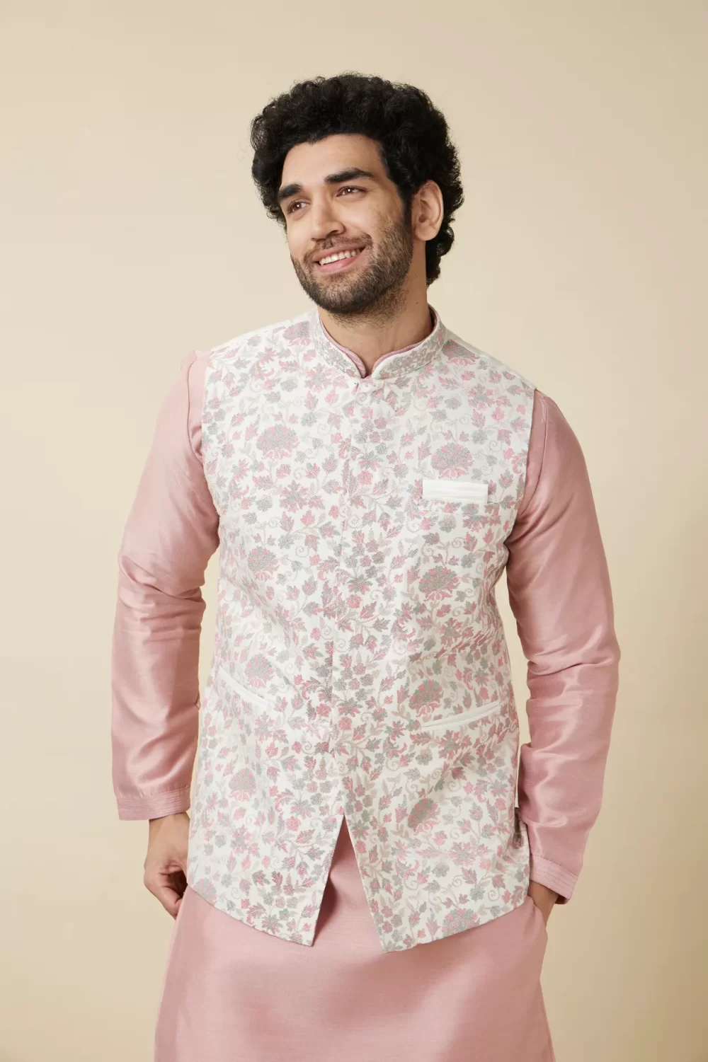 Light Cream and Pink Floral Jacket