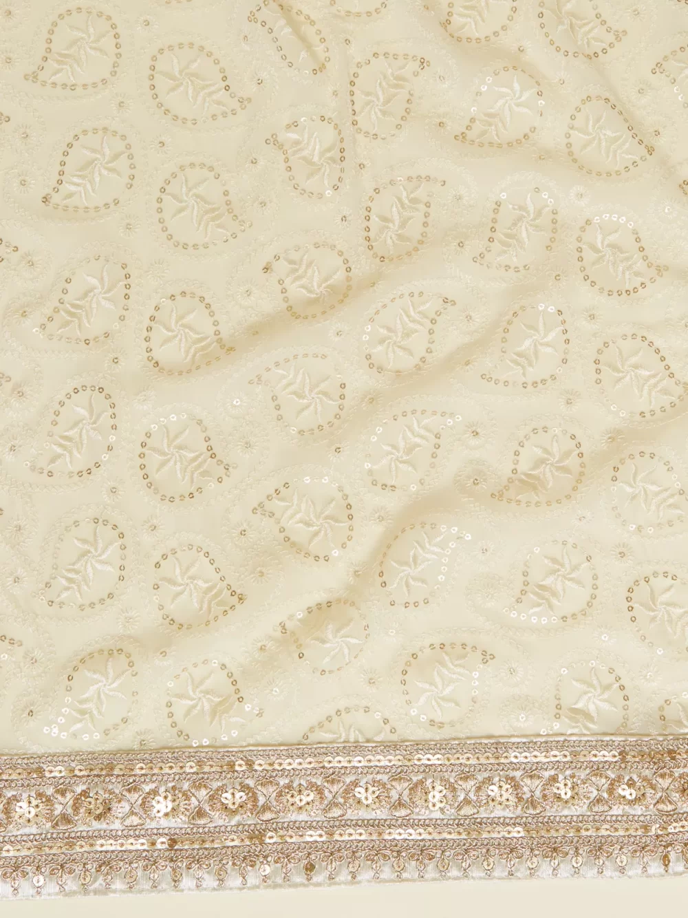 Cream Embroidered Dupatta - Image 2