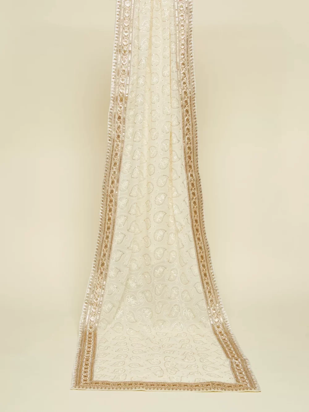 Cream Embroidered Dupatta