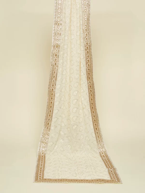 Cream Embroidered Dupatta