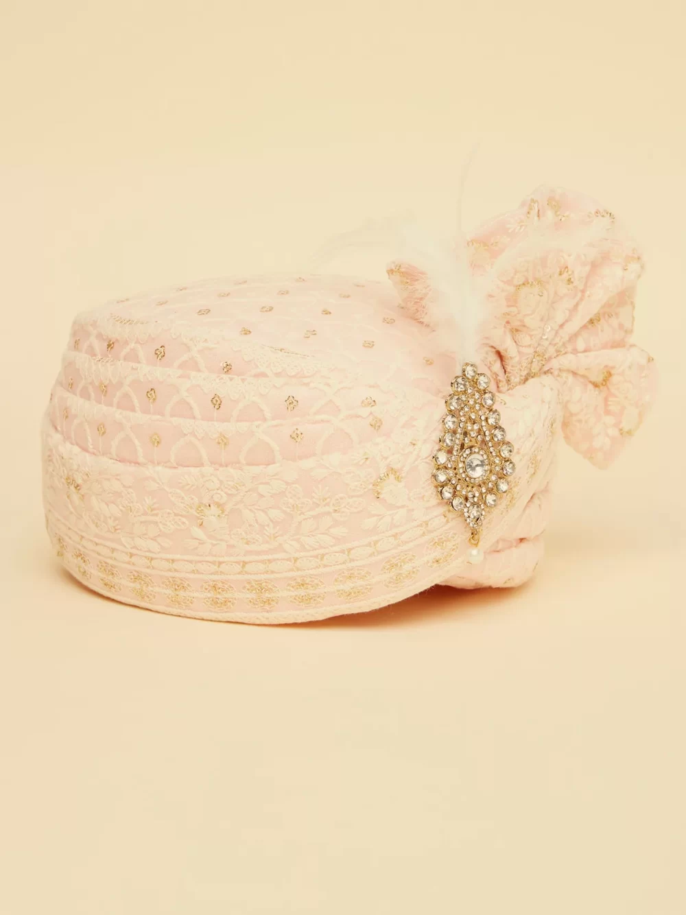 Soft Pink Jaal Patterned Safa - Image 2