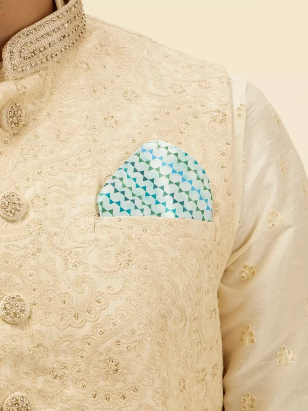 Vibrant Blue Ribbon Printed Pocket Square