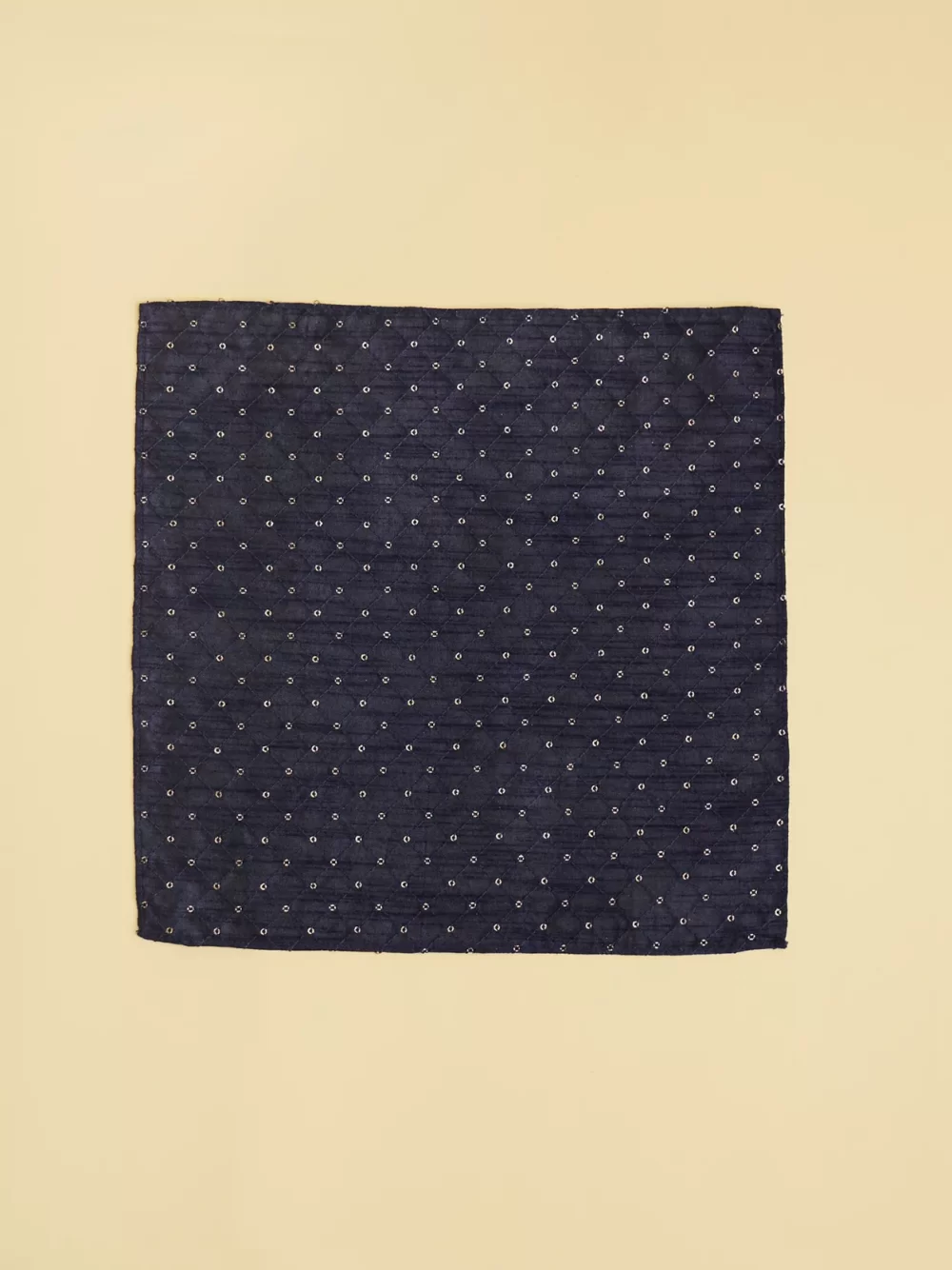 Navy Blue Lattice Patterned Sequinned Pocket Square - Image 2